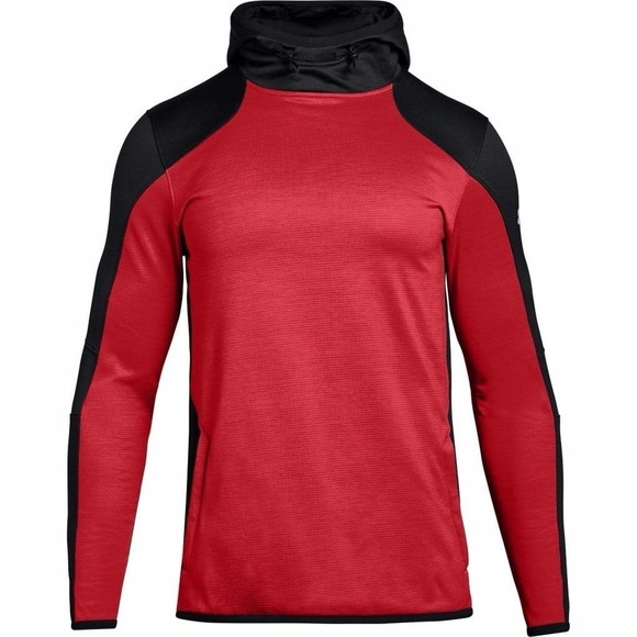 2/60& Men’s UNDER ARMOUR ColdGear black and red  Reactor Fleece Hoodie sz medium - Picture 3 of 16